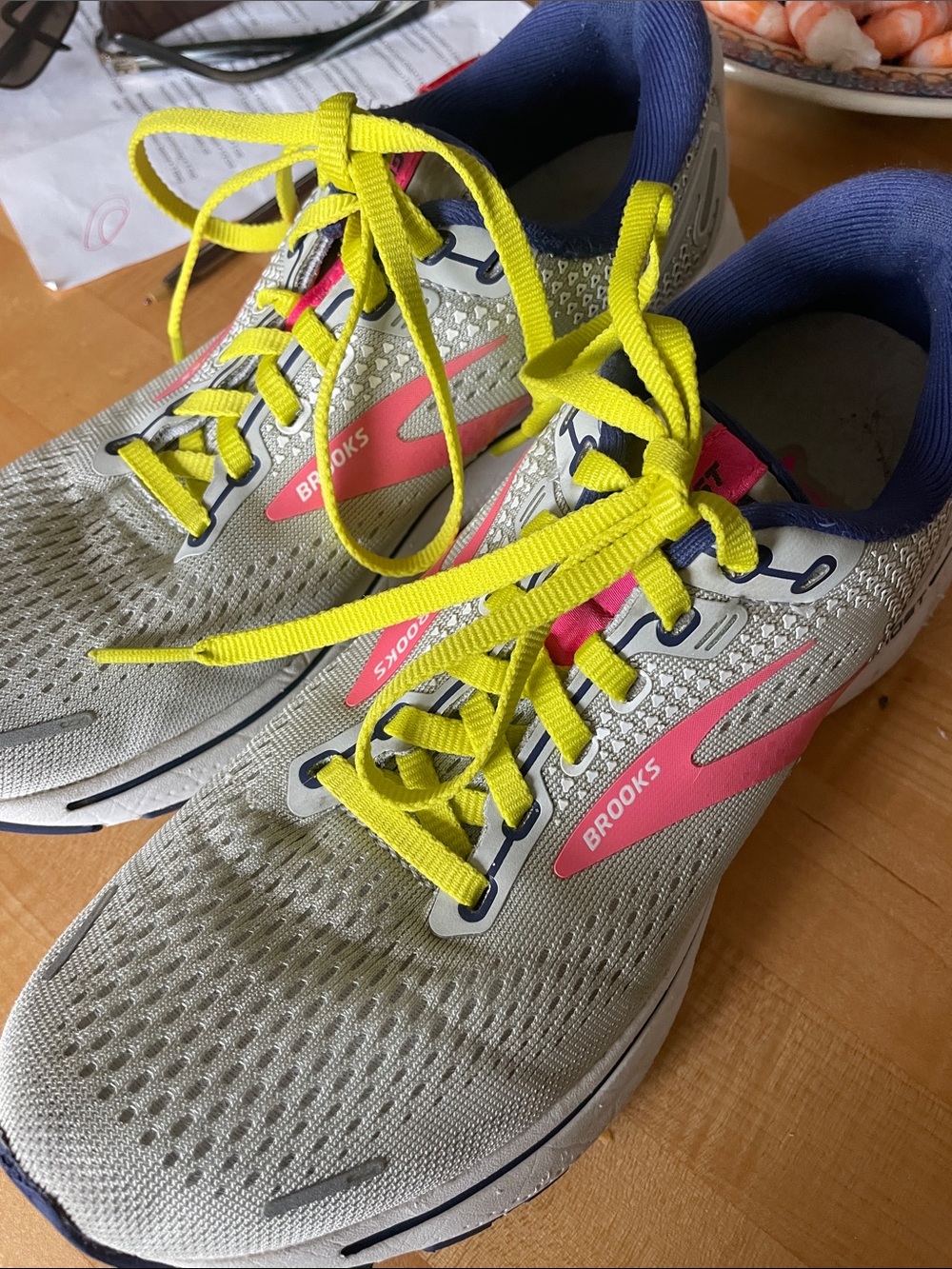 Brooks Women’s Running Shoes in Light Gray, Pink & Yellow